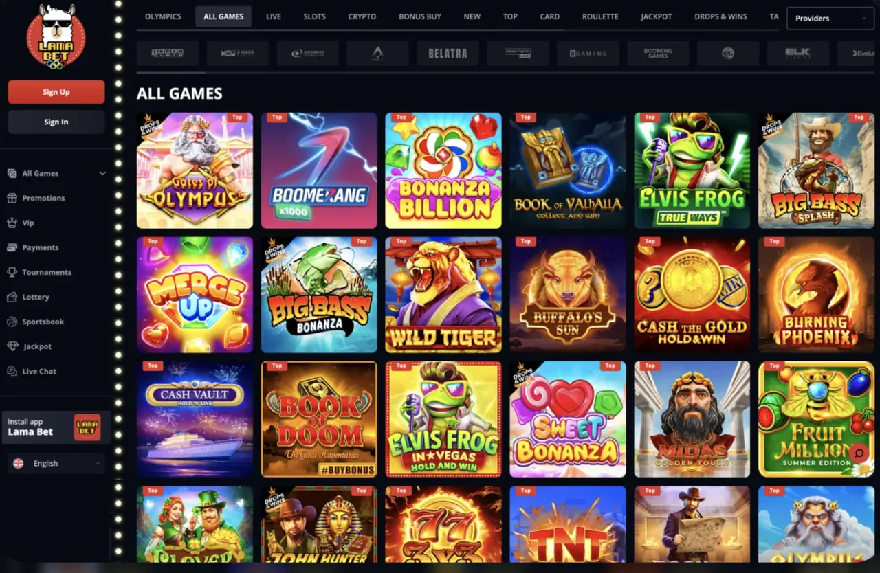 Lamabet Casino interface